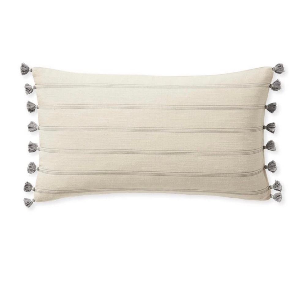 Serena & Lily Linen Rectangular Pillow with Tassels - NWT
